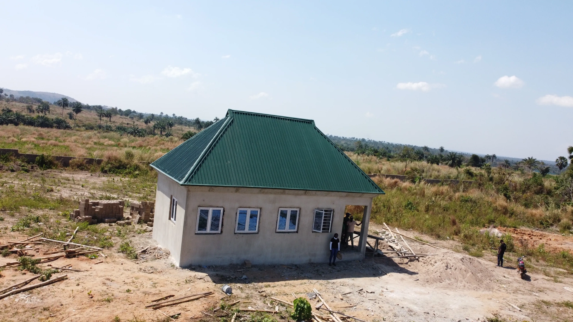 Storage building — roof installed